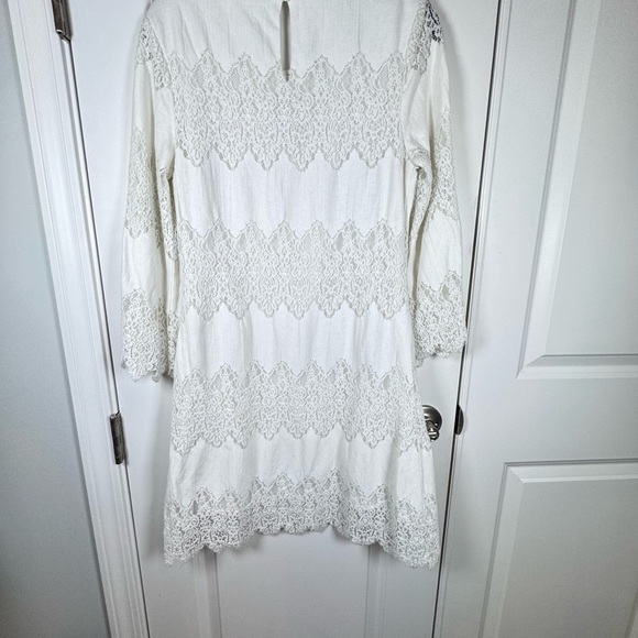 Sugar + Lipz Ivory Lace Boho Bridal Resort Cottagecore Milkmaid Dress Small - Picture 5 of 9